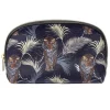 Trousse de toilette bleu marine motif exotique feuillages et tigres 18x7xH10cm