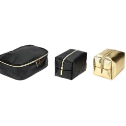 Trousse de toilette 2 compartiments + 3 trousses 22x15xH13cm (3 modèles)