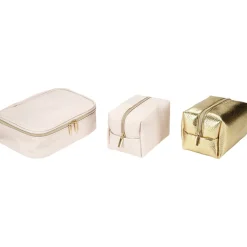 Trousse de toilette 2 compartiments + 3 trousses 22x15xH13cm (3 modèles)