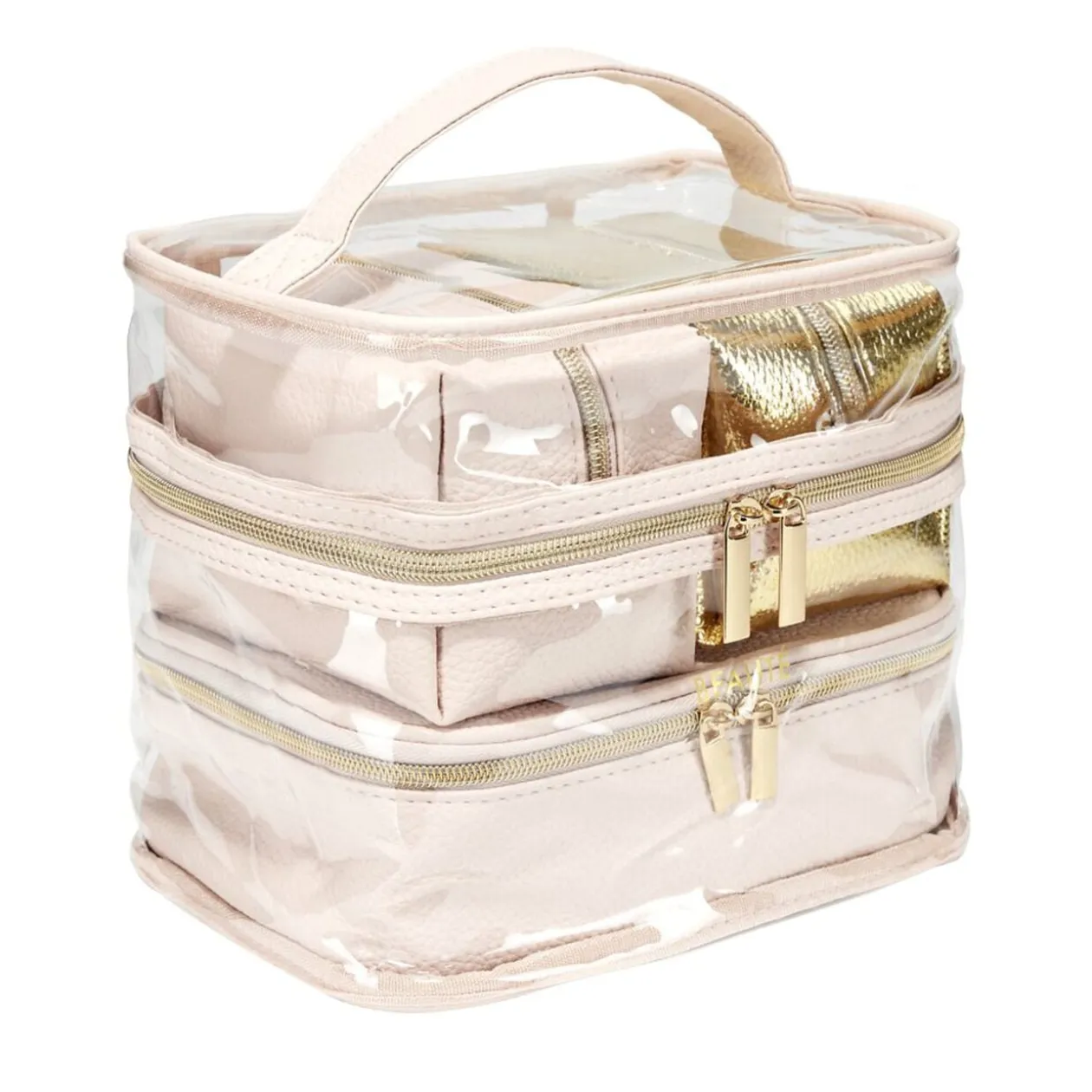 Trousse de toilette 2 compartiments + 3 trousses 22x15xH13cm (3 modèles)