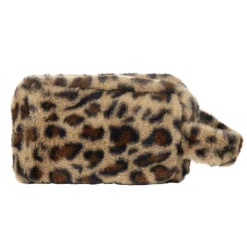 Trousse de toilette tissu peluche léopard 21x12xH13cm