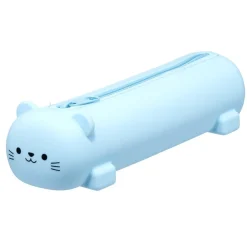Trousse silicone kawaii funny chat bleu Ø7,5xL25,5cm