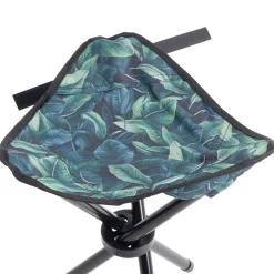 Trépied pliable acier et polyester motif feuillage exotique 31x31xH41cm < Gifi Outlet