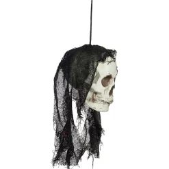 Tête squelette pirate à suspendre Halloween rouge ou noir