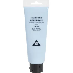 Tube peinture acrylique 120ml bleu pastel