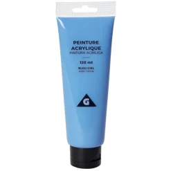 Tube peinture acrylique 120ml bleu ciel