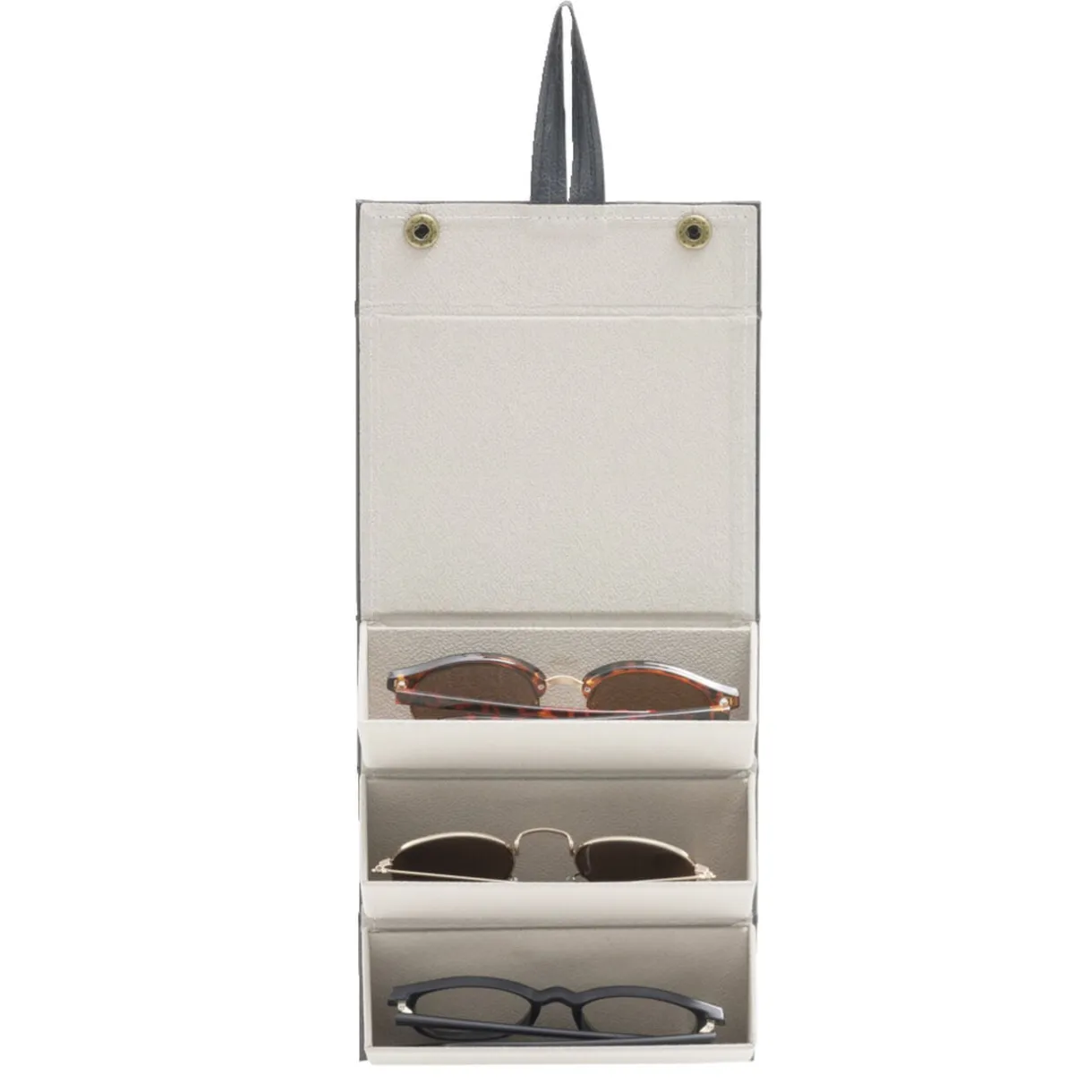 Étui à lunettes pour 3 paires organisateur de voyage simili noir 16x13xH6cm < Gifi Clearance