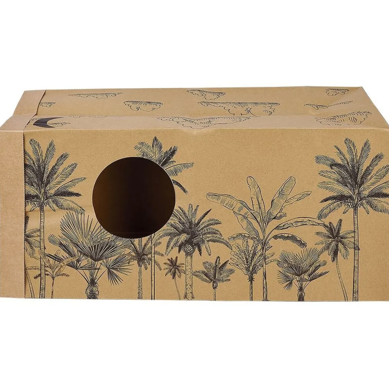 Tunnel de jeu pour chat carton motif palmier 60x27xH22cm
