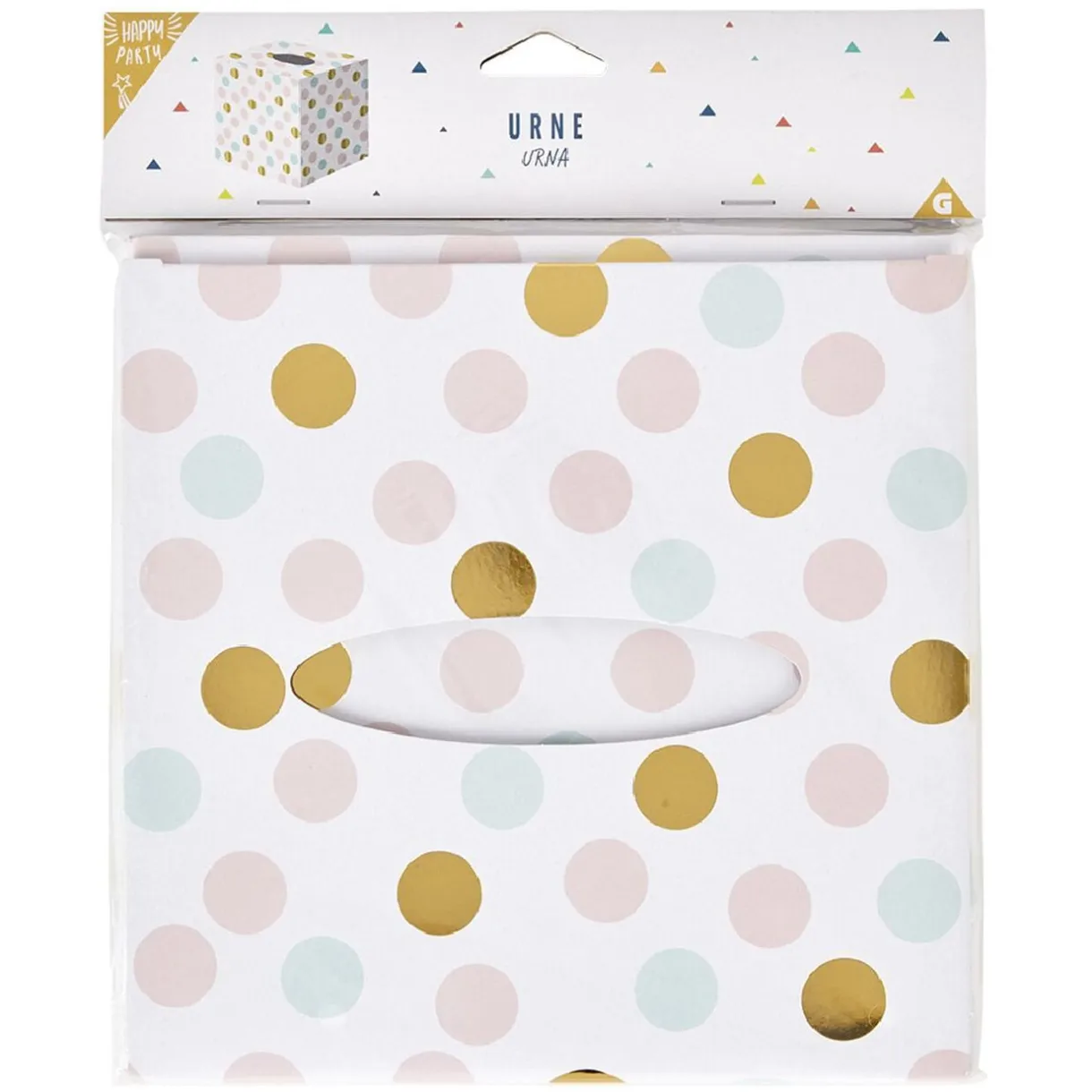 Urne d'anniversaire à poids de couleur rose, vert et doré en carton < Gifi Sale