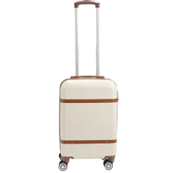 Valise cabine 38L plastique ABS beige avec cadenas à combinaison 4 chiffres