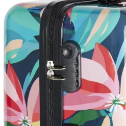 Valise cabine 63L trolley 4 roulettes motif floral tropical 45x26xH66,5cm