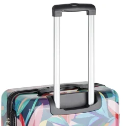 Valise cabine 63L trolley 4 roulettes motif floral tropical 45x26xH66,5cm