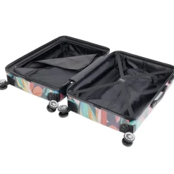 Valise cabine 63L trolley 4 roulettes motif floral tropical 45x26xH66,5cm