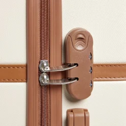 Valise cabine plastique ABS beige et marron avec cadenas 67x26xH44cm < Gifi