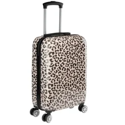 Valise cabine rigide 4 roues motif léopard marron et noir 36,5x21xH58cm < Gifi Outlet