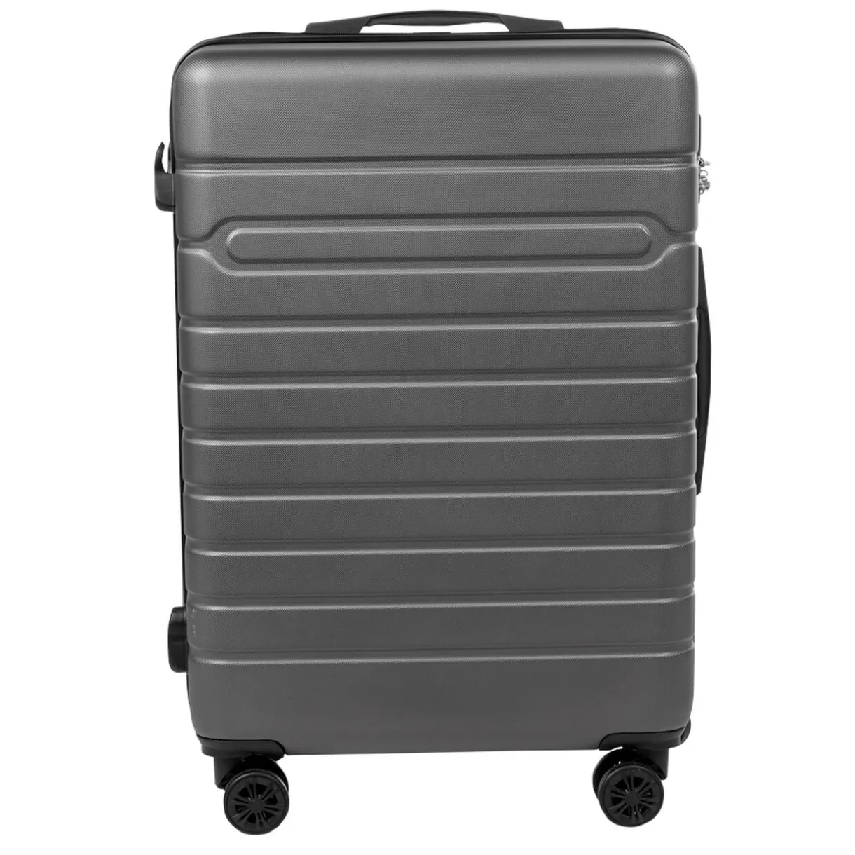 Valise rigide plastique gris 4 roues H60cm < Gifi