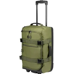 Valise souple 32L taille cabine 2 roues textile vert kaki 30,5x21xH53cm