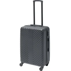 Valise trolley 48L rigide 4 roues plastique noir 42x25xH62,3cm