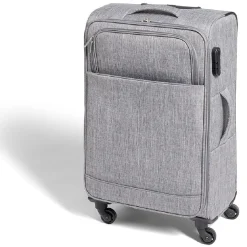Valise trolley souple 4 roues 50L gris H68cm