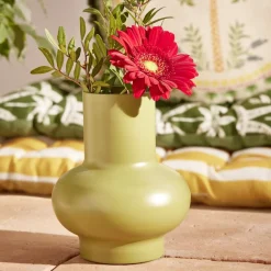 Vase arrondi contemporain métal vert Ø13xH15cm < Gifi Outlet