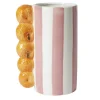 Vase bayadère céramique rayures colorées anse fruits Ø10xH20cm < Gifi Outlet