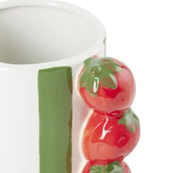Vase bayadère céramique rayures colorées anse fruits Ø10xH20cm < Gifi Outlet