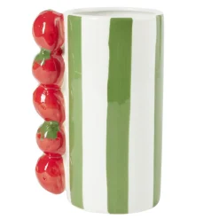 Vase bayadère céramique rayures colorées anse fruits Ø10xH20cm < Gifi Outlet