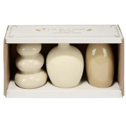 Vase contemporain x3 céramique beige Ø6,5xH10cm < Gifi Hot