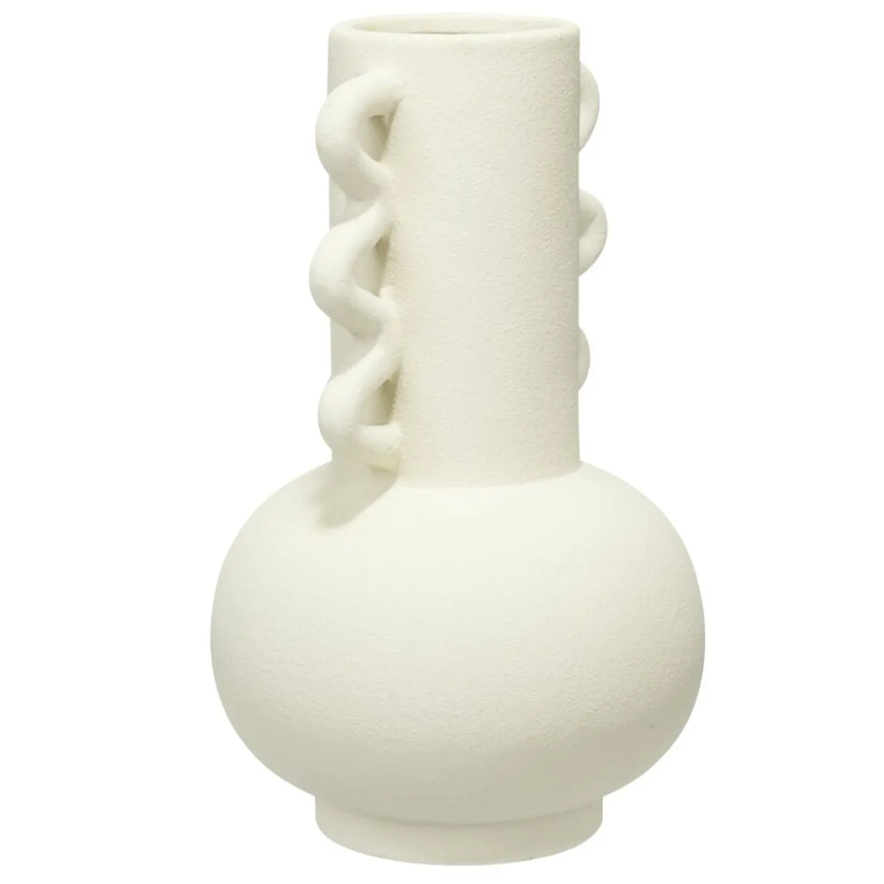 Vase céramique anses oreillettes blanc Ø12,5xH20,5cm