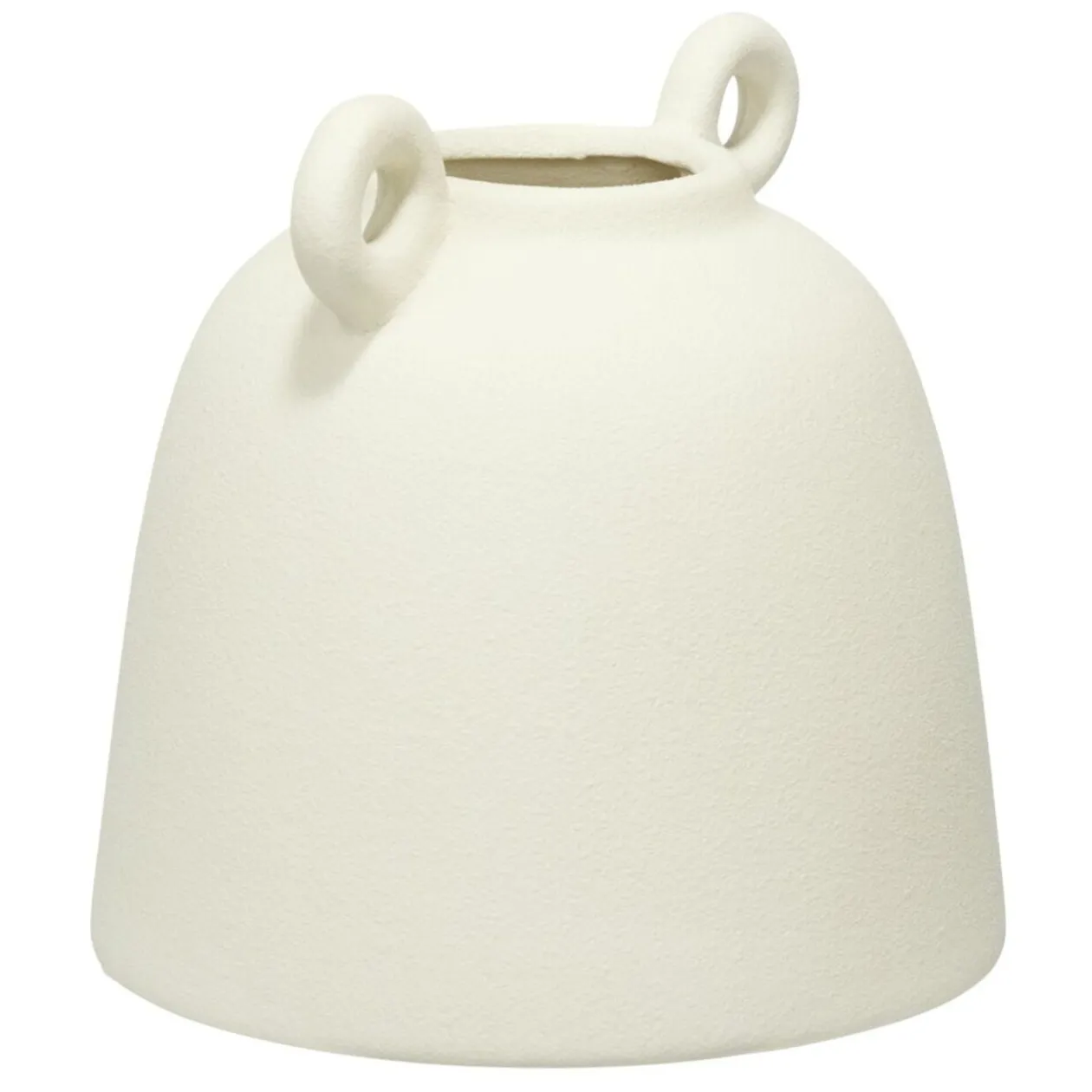 Vase céramique avec petites anses rondes blanc mat Ø15xH15cm