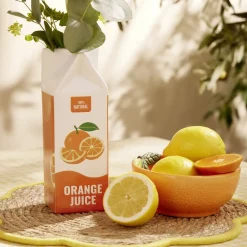 Vase céramique forme brique jus d'orange Orange Juice 7x7xH21cm