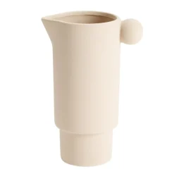 Vase céramique mate façon pichet avec anse boule Ø9,5xH21,5cm (2 modèles)