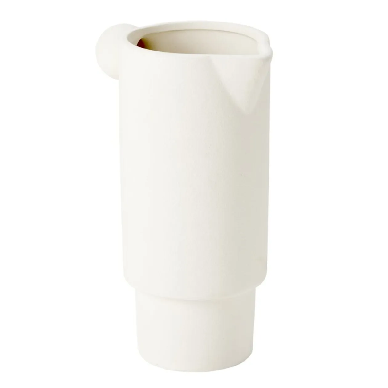 Vase céramique mate façon pichet avec anse boule Ø9,5xH21,5cm (2 modèles)