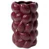 Vase céramique pommes de pin en relief Ø14,5xH22,5cm (2 modèles bordeaux ou blanc) < Gifi