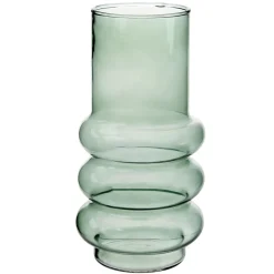 Vase en verre cylindrique base ondulée Ø13,5xH27cm (3 modèles)