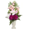 Vase fleur chrysanthèmes magnolia glaïeuls roses et ciment Ø36xH60cm (3 modèles)