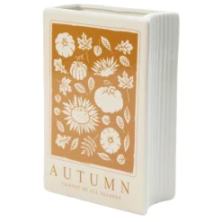 Vase rectangulaire automne en céramique 13,5x6,5xH20cm (2 modèles)