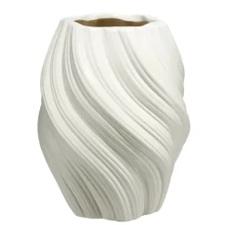 Vase rond effet tornade dolomite gris clair Ø12,5xH16cm