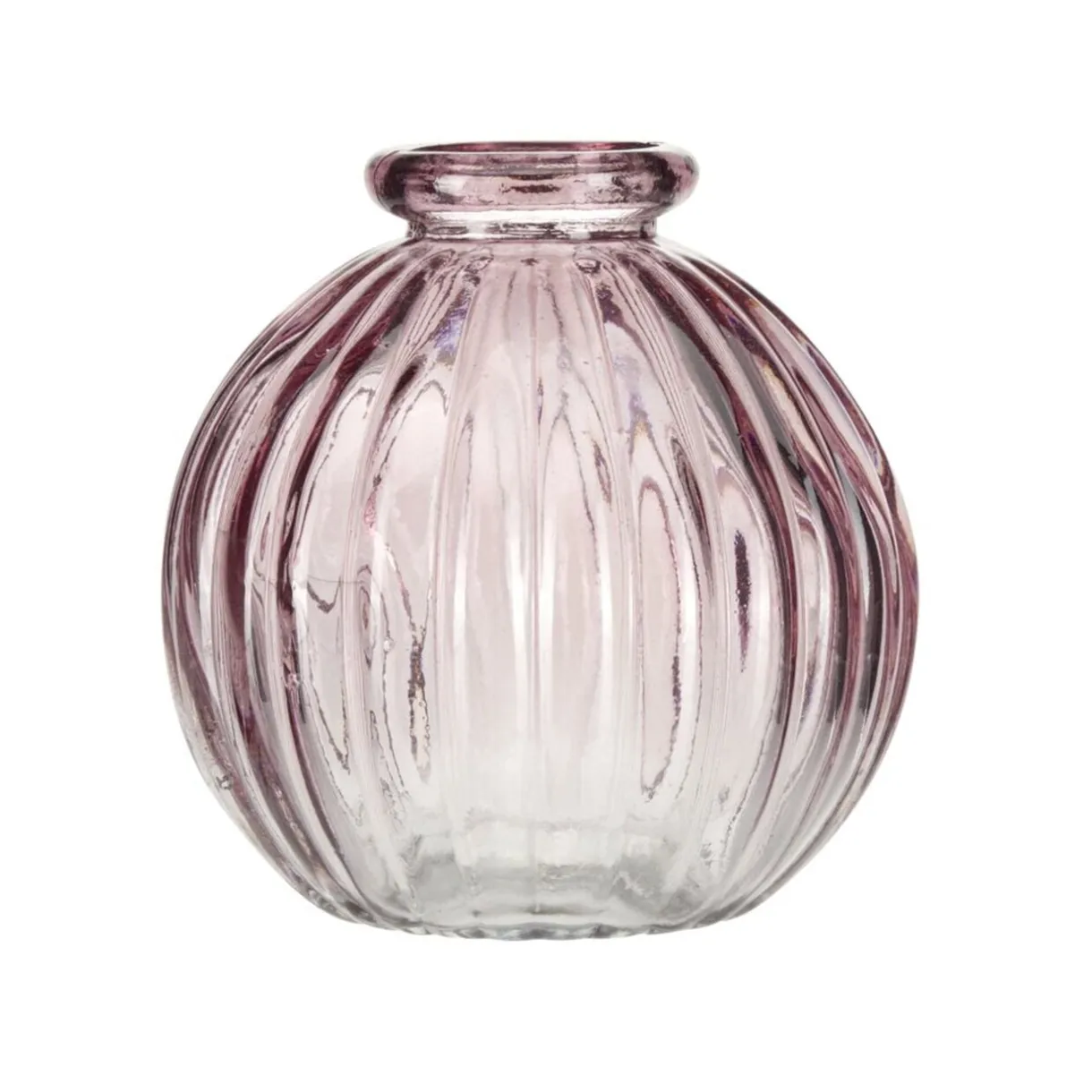 Vase rond en verre strié coloré translucide Ø8xH8cm (3 modèles) < Gifi Sale
