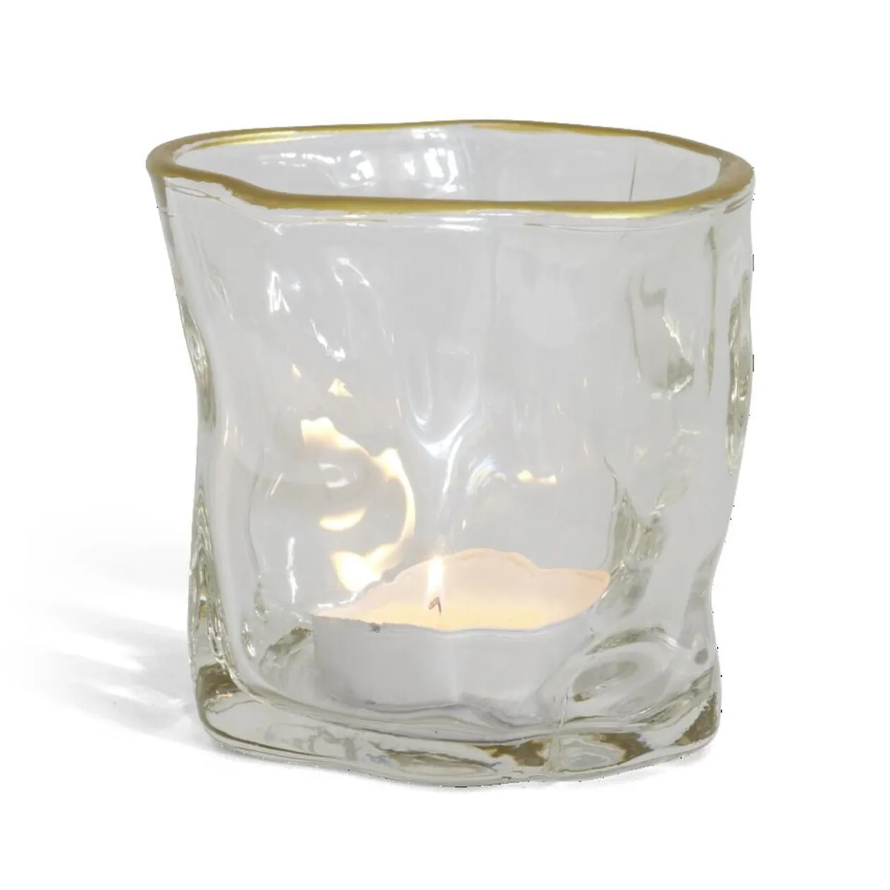 Vase verre froissé transparent Ø7,5xH7,7cm