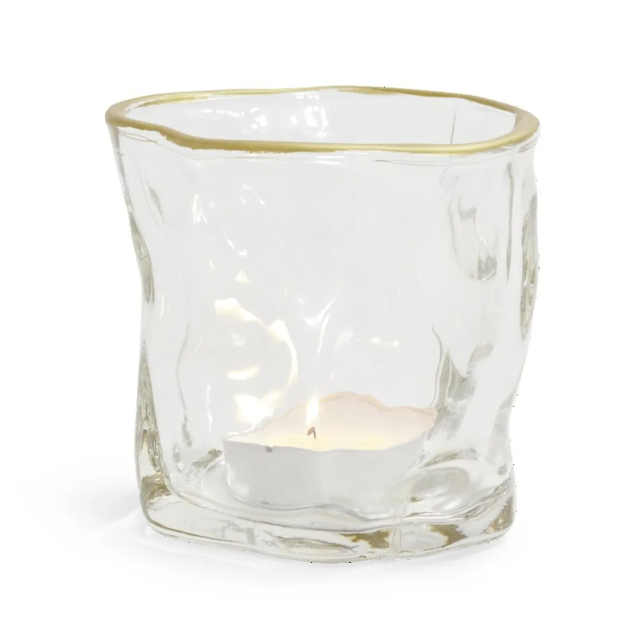 Vase verre froissé transparent Ø7,5xH7,7cm