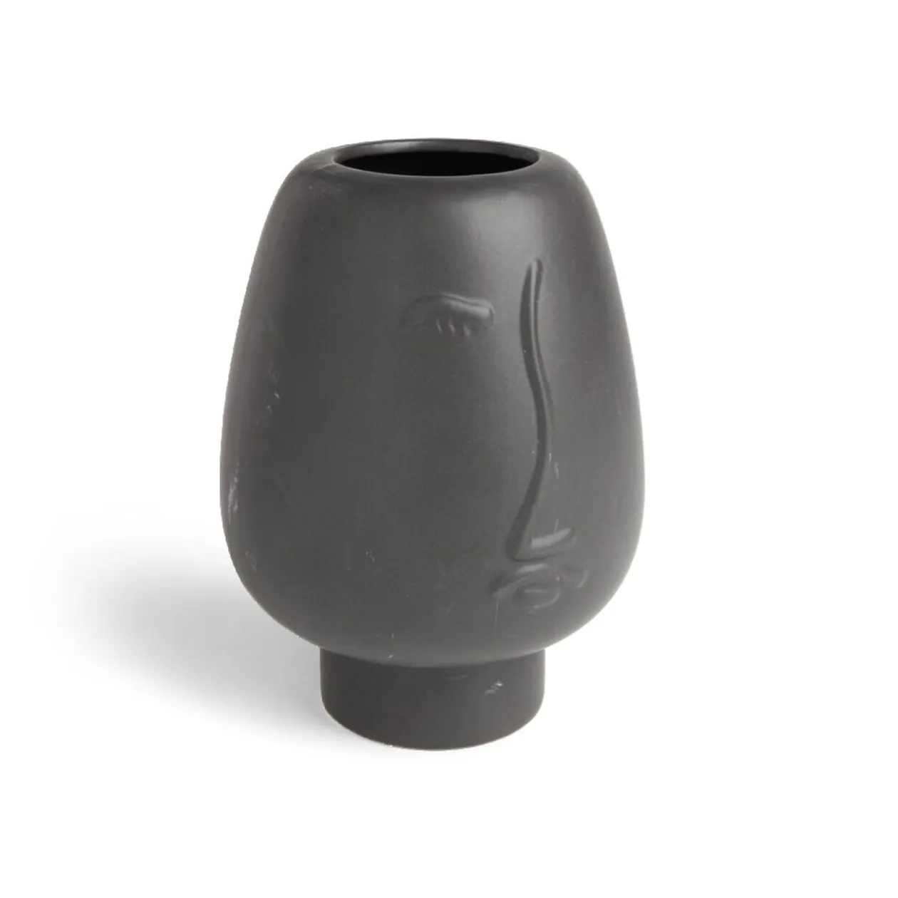 Vase visage céramique noir Ø13xH18cm