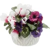 Vasque ciment buis+rose bouton+violette+pensée H18 cm violet - Fleur artificielle < Gifi Hot