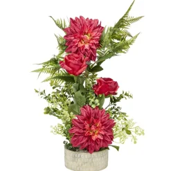Vasque ciment dahlias roses fougères mini buis Ø38xH55cm (4 modèles) < Gifi Sale