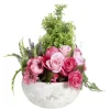 Vasque fleurs artificielles buis/boutons de roses/lys/pensées/bruyère Ø35xH36cm < Gifi Clearance