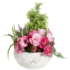Vasque fleurs artificielles buis/boutons de roses/lys/pensées/bruyère Ø35xH36cm < Gifi Clearance
