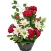 Vasque plastique chrysanthèmes clématites lys roses ficus Ø40xH54cm (3 modèles)