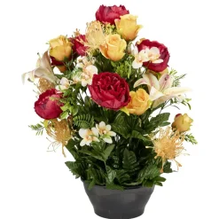 Vasque plastique pivoines roses lys orchidées Ø40xH56cm (3 modèles) < Gifi Sale
