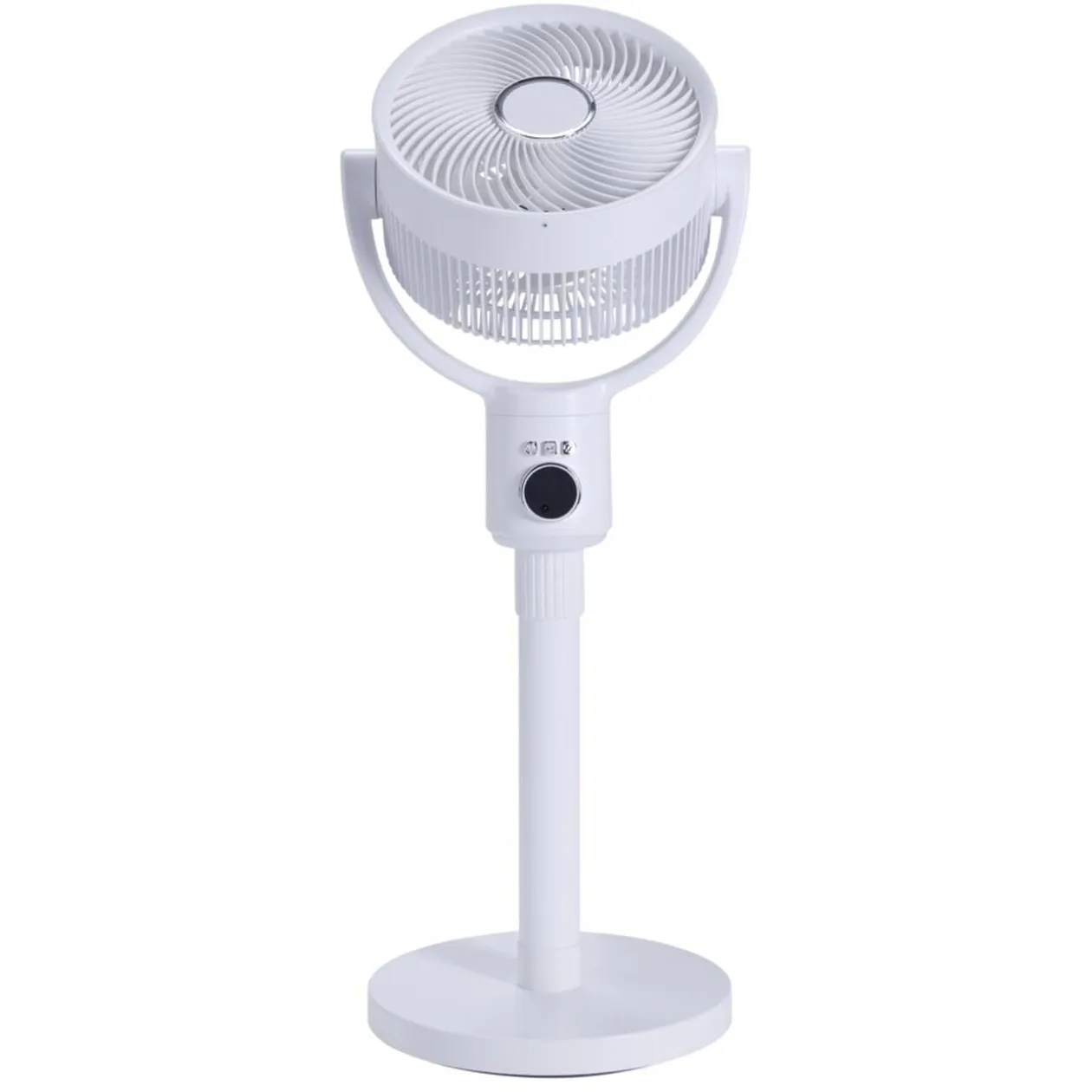 Ventilateur sur pied 35W rond orientable digital avec télécommande blanc Ø29xH100cm