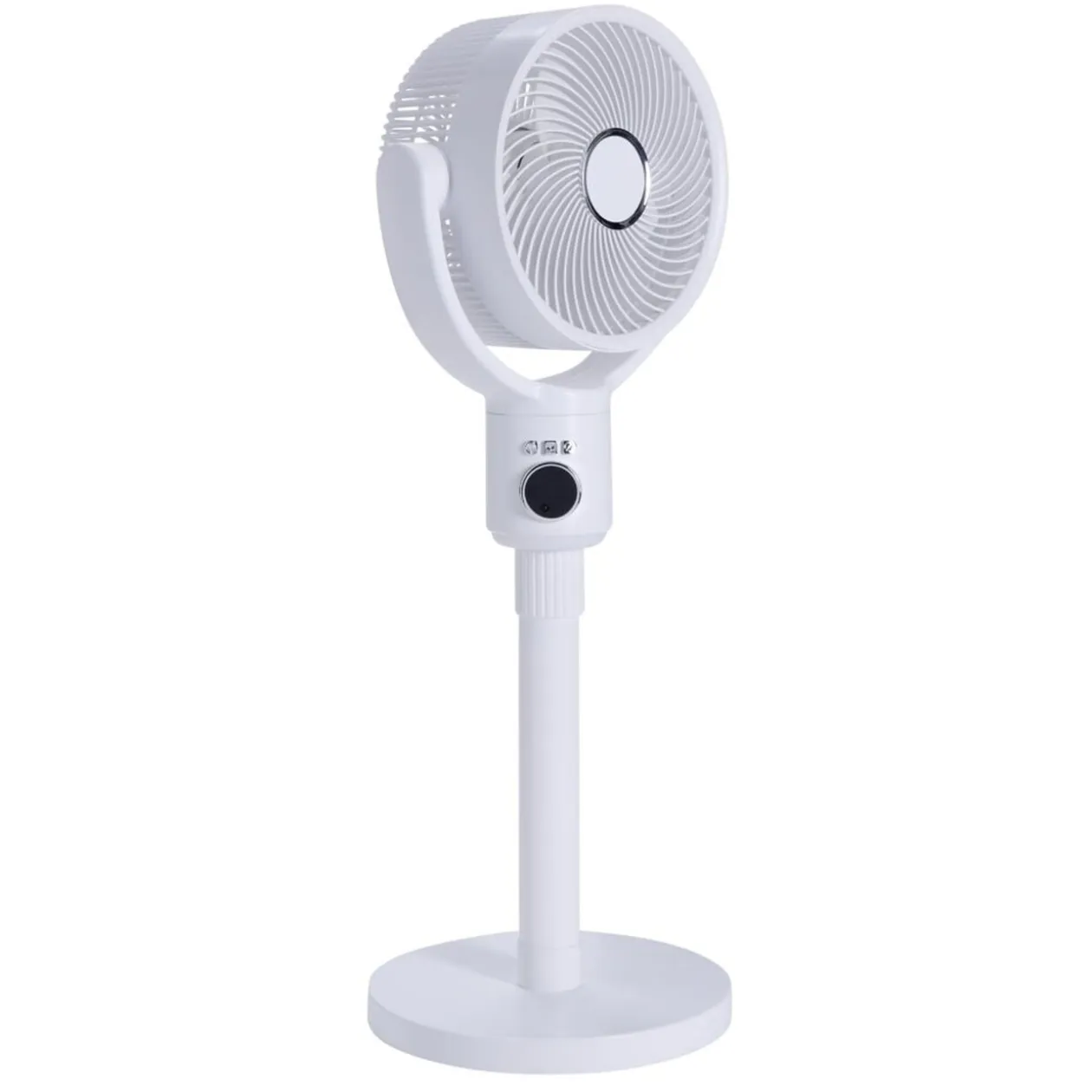 Ventilateur sur pied 35W rond orientable digital avec télécommande blanc Ø29xH100cm